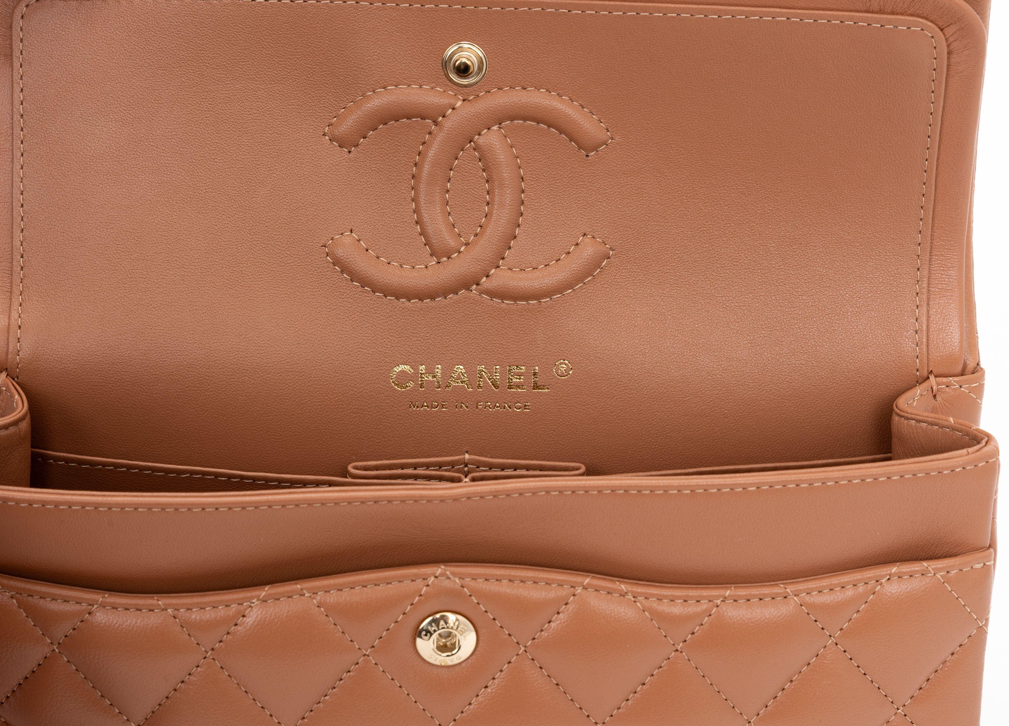 Chanel Classic Karamell Tasche mit doppelter Klappe im Angebot 3