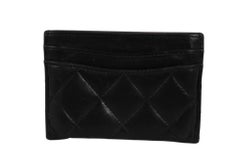 Chanel Classic Card Holder Black Quilted Lambskin Leather Wallet CC Logo
