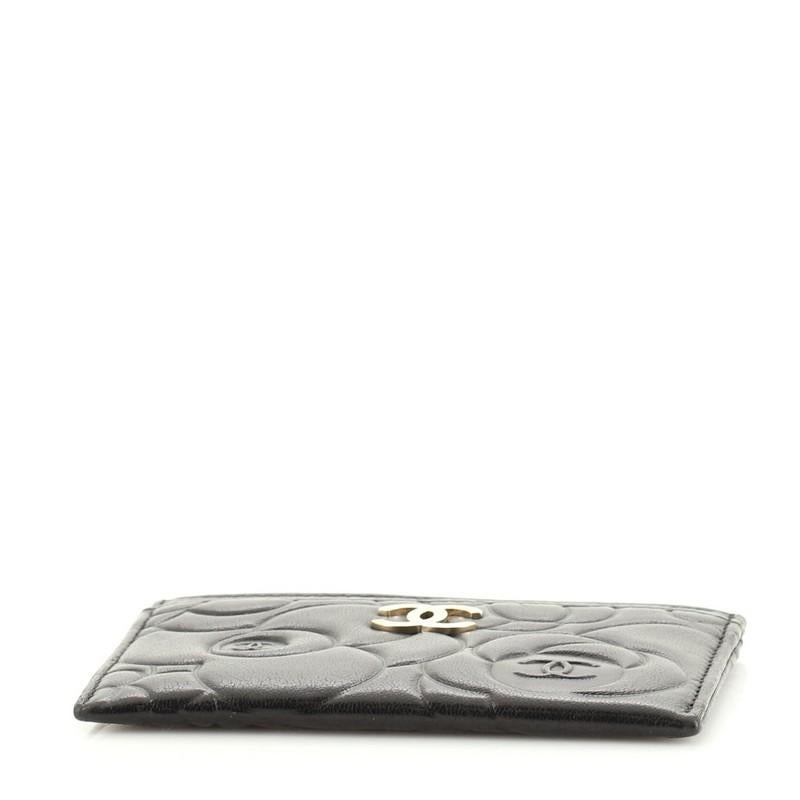 Chanel Classic Card Holder Camellia Lambskin In Good Condition In NY, NY