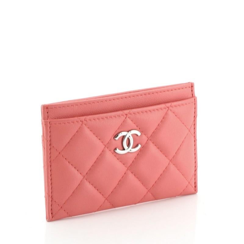 chanel quilted card holder