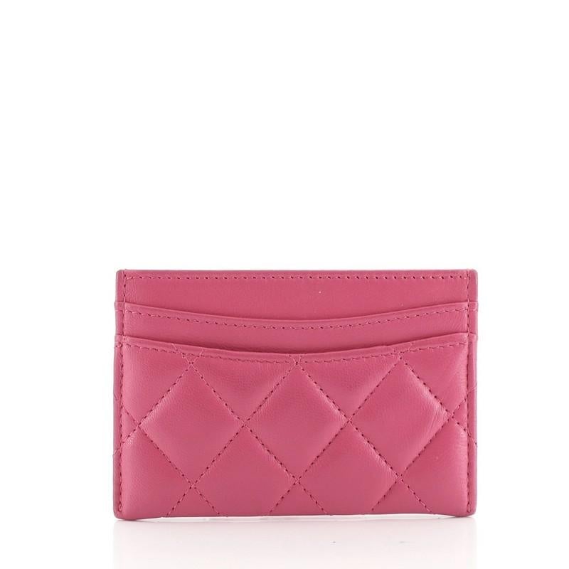 Pink Chanel Classic Card Holder Quilted Lambskin