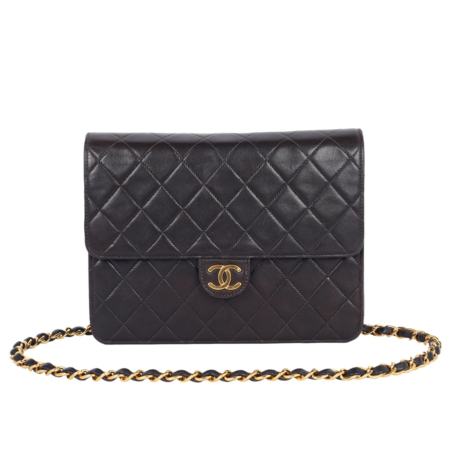 Chanel Classic CC Borsa a tracolla in pelle di agnello con patta frontale Nero In condizioni buone in vendita a Salt Lake Cty, UT