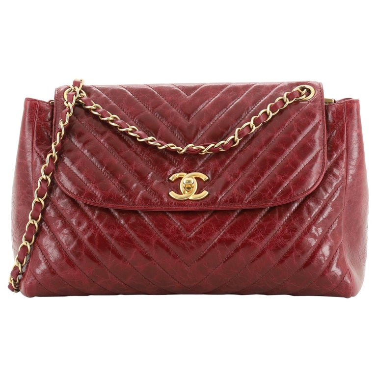Chanel Classic CC Hampton Flap Bag Chevron Aged Lambskin Medium