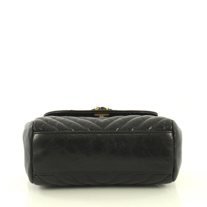 Black Chanel Classic CC Hampton Flap Bag Chevron Aged Lambskin Small