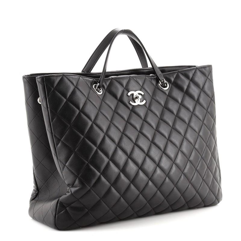 Black Chanel Classic CC Shopping Tote Quilted Calfskin Large