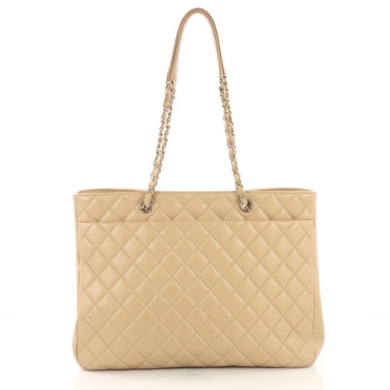 Chanel Classic CC Shopping Tote Quilted Calfskin Large In Good Condition In NY, NY