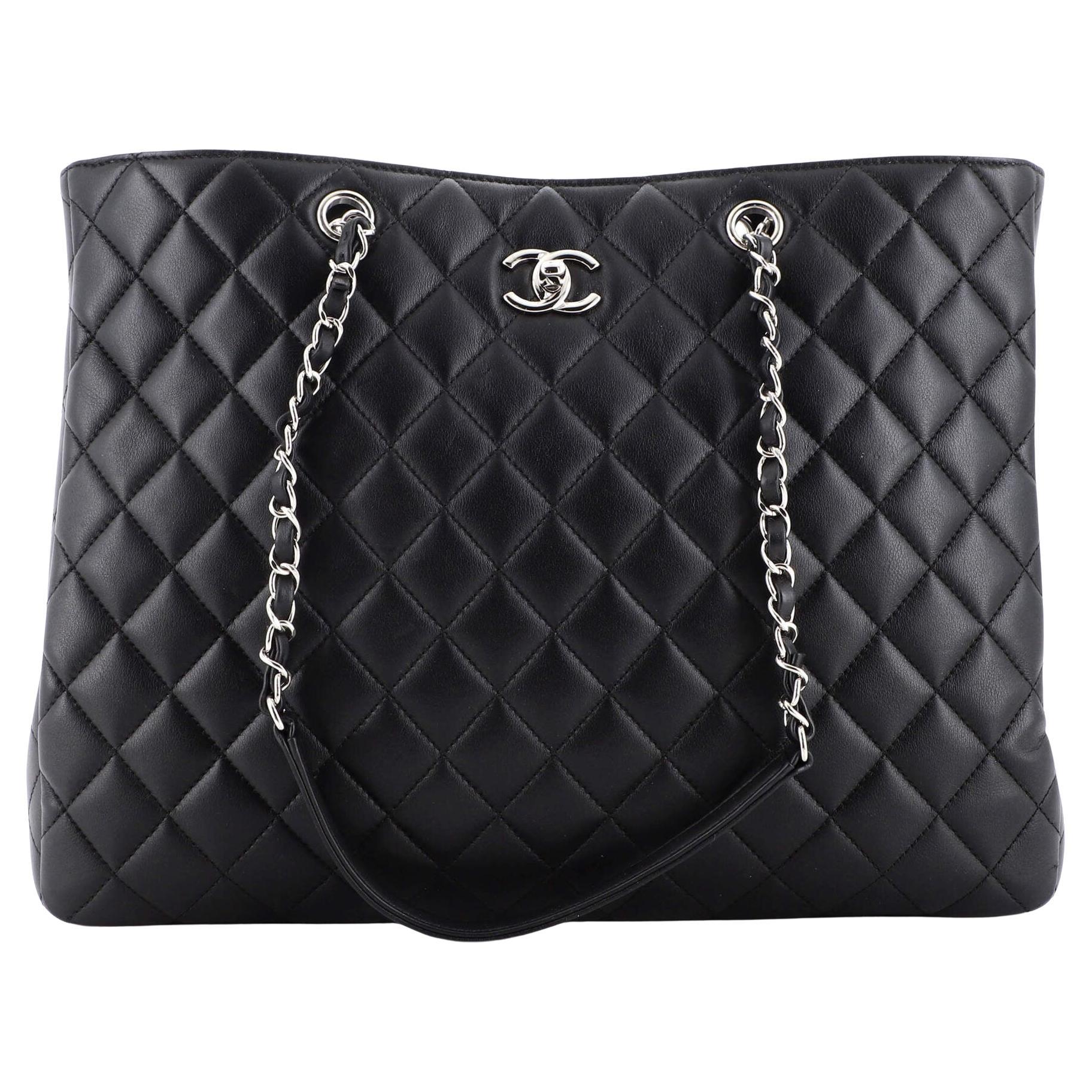 Chanel Classic CC Shopping Tote Quilted Calfskin Large For Sale at 1stDibs