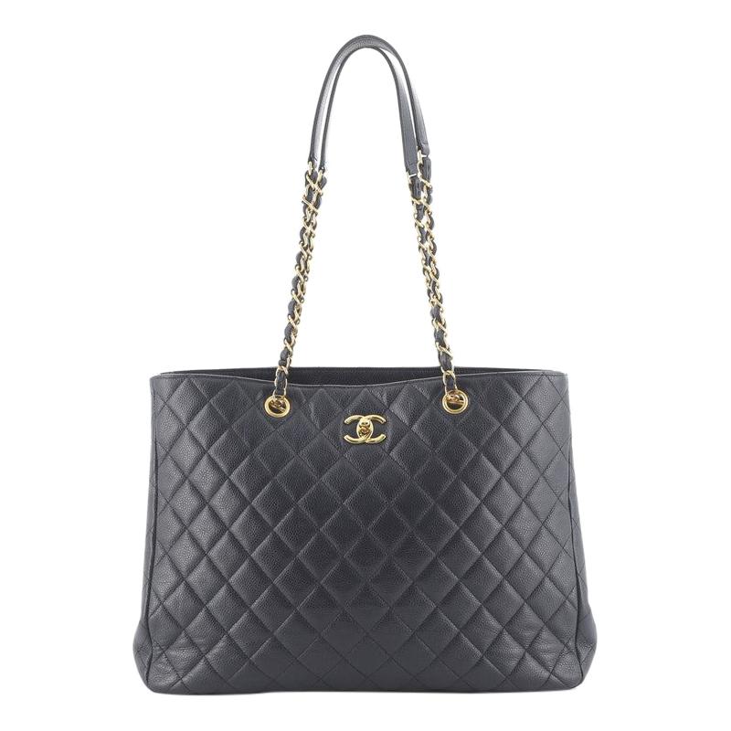 Chanel Classic CC Shopping Tote Quilted Caviar Large