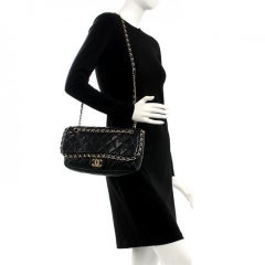 Chanel Classic Chain Me Around Single Flap Jumbo Maxi Cc Logo Black Bag