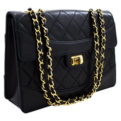CHANEL Classic Chain Shoulder Bag Black Flap Quilted Lambskin Leather