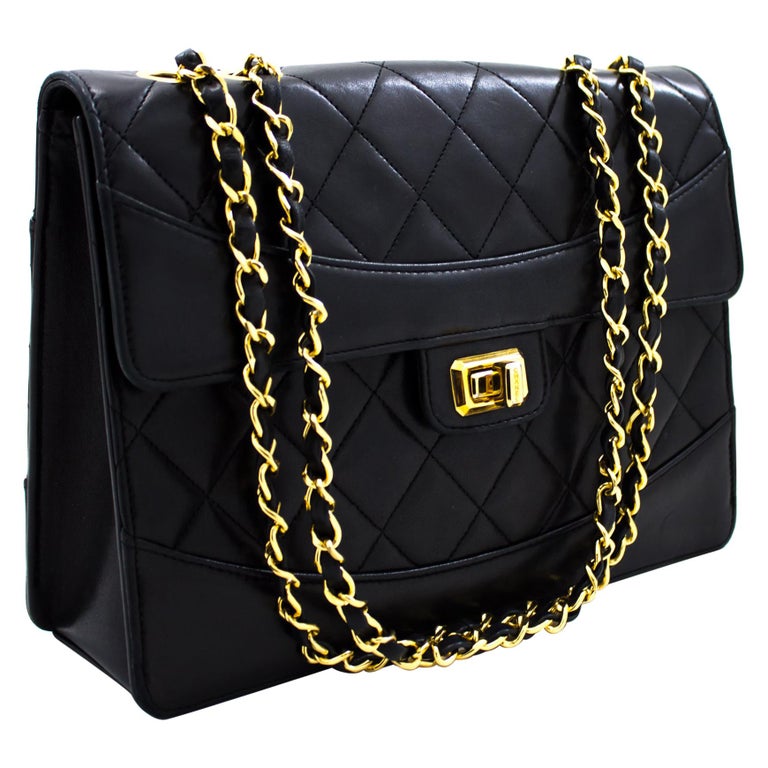 CHANEL Classic Chain Shoulder Bag Black Flap Quilted Lambskin Leather