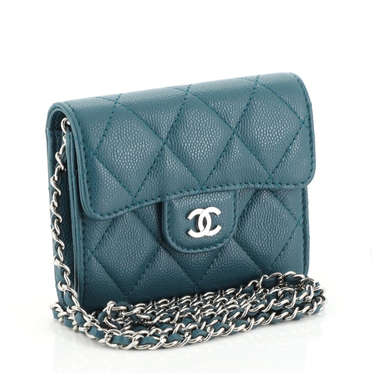 Chanel Classic Clutch with Chain Quilted Caviar Mini at 1stDibs