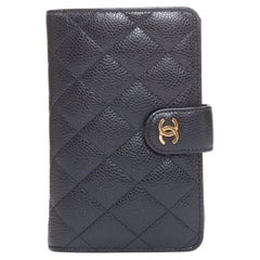 CHANEL Classic Compact Bifold Wallet black quilted caviar gold hardware wallet