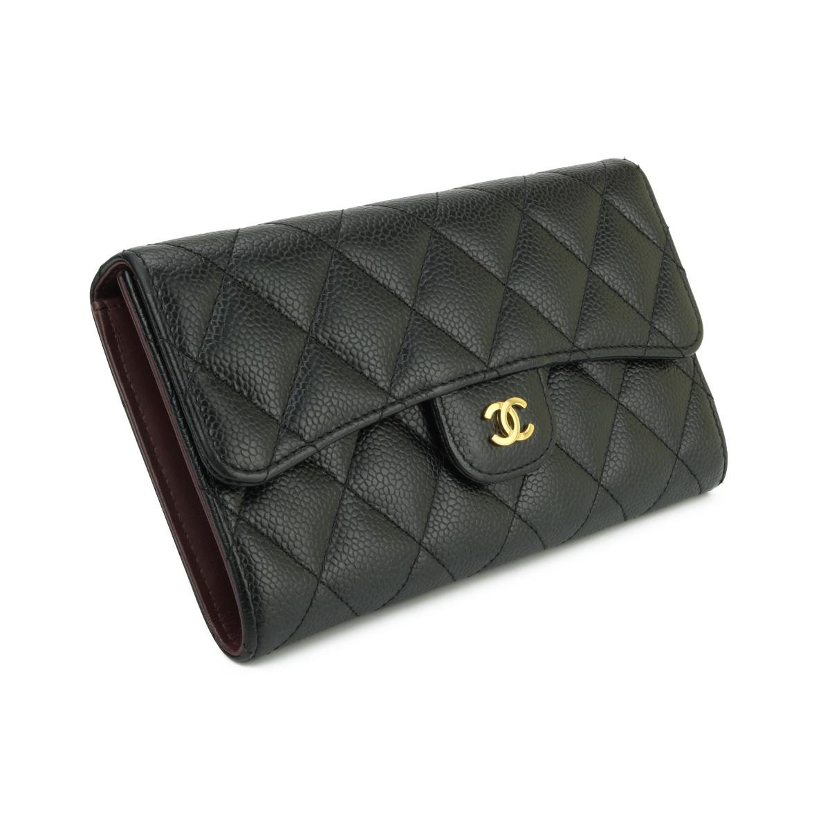 chanel long flap wallet caviar