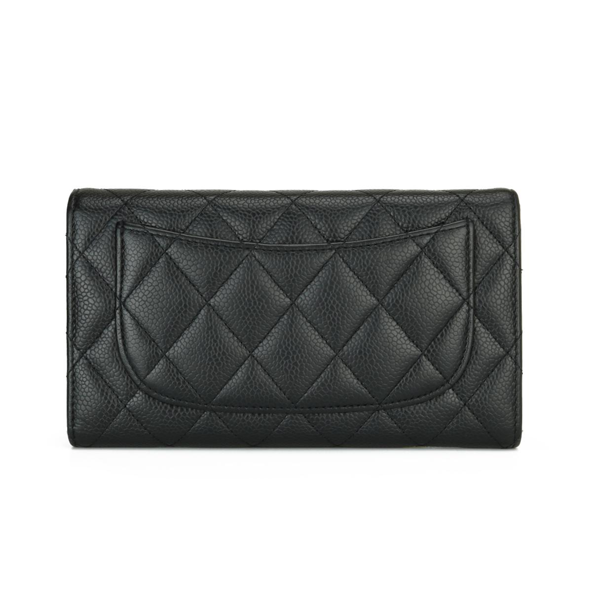 chanel classic long flap wallet caviar