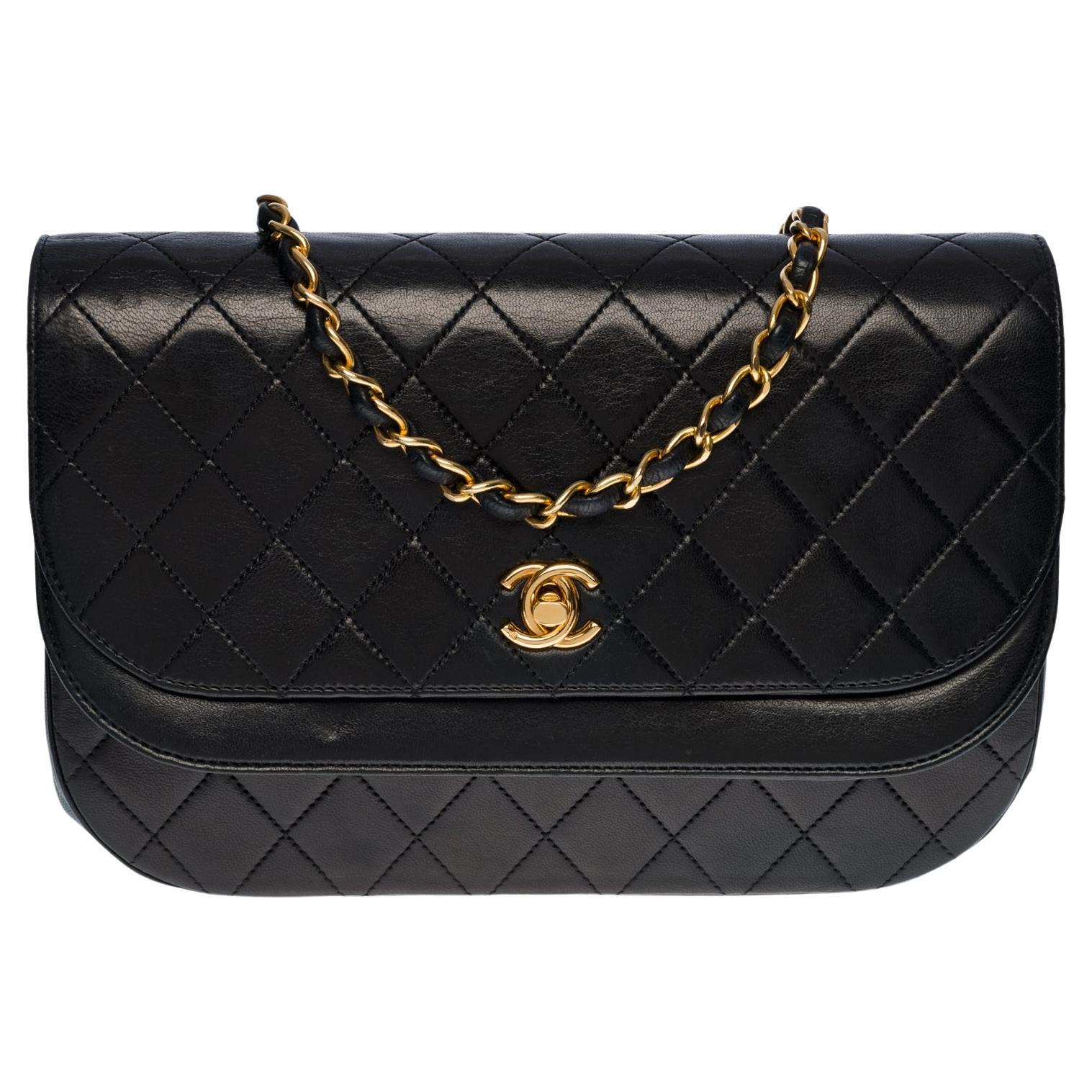 Chanel Classic Demi-Lune shoulder Flap bag in black quilted leather, GHW