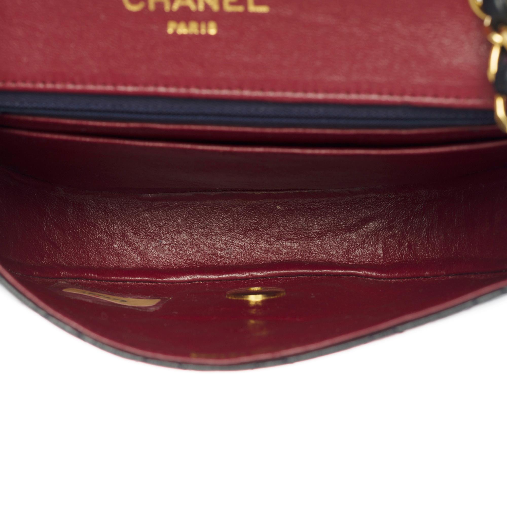 Chanel Classic Demi-Lune shoulder Flap bag in navy blue quilted lamb leather, GHW 1
