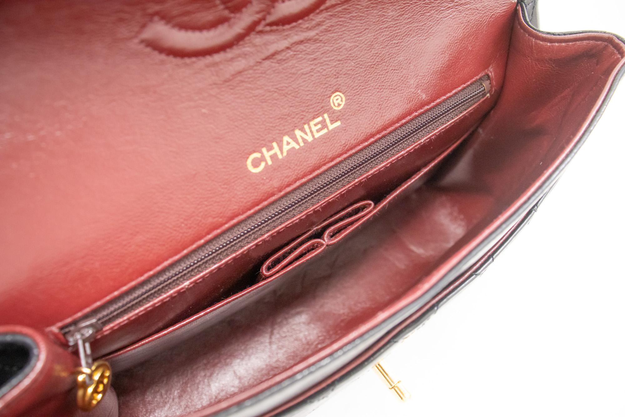 CHANEL Classic Double Chain Flap Shoulder Bag Black Purse Lambskin 5