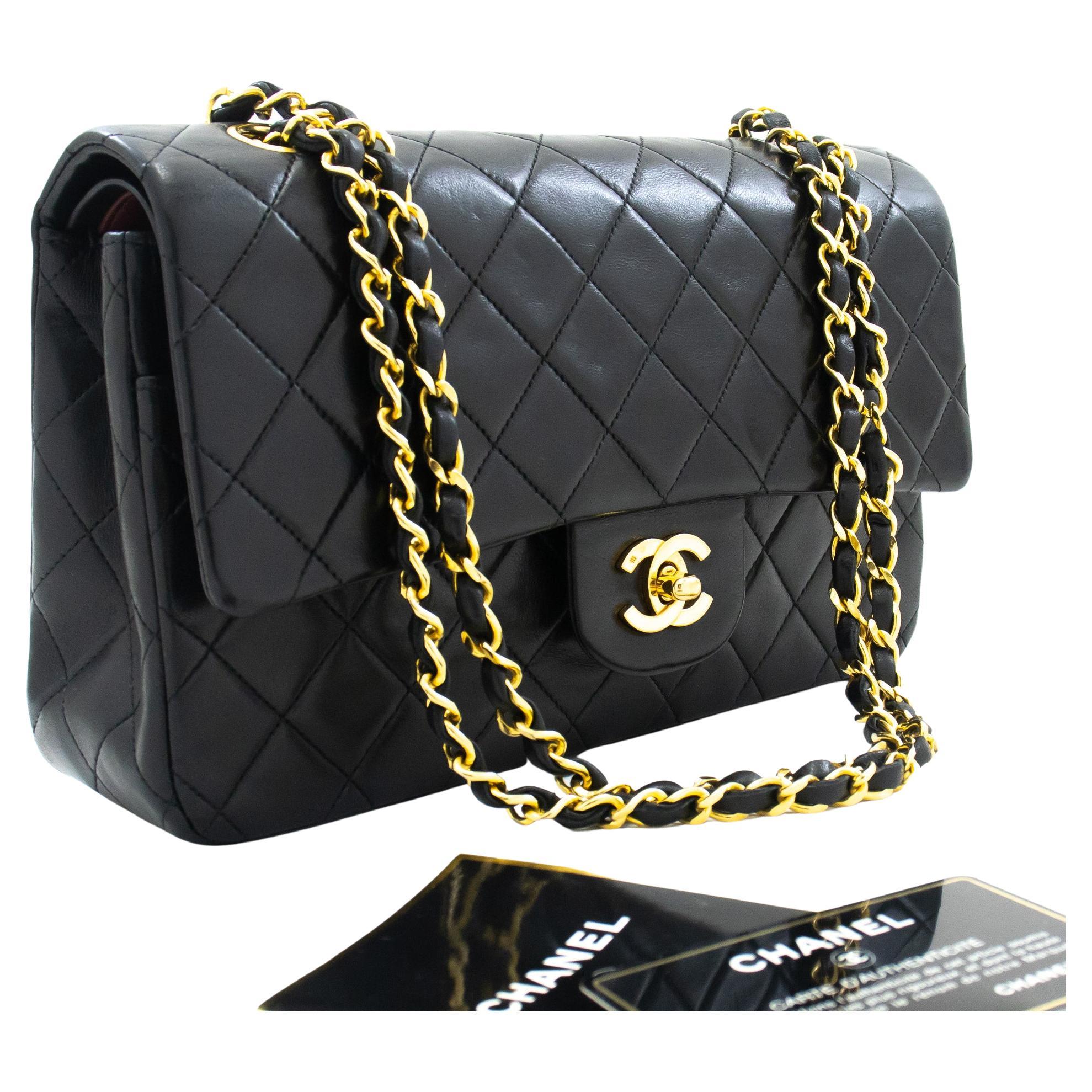CHANEL Classic Double Flap 10 Chain Shoulder Bag Lambskin Black at 1stDibs
