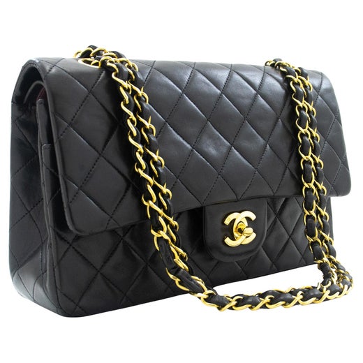 Chanel Black Lambskin Leather Quilted Classic Double Flap Small