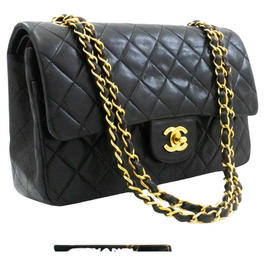 CHANEL Classic Double Flap Medium Chain Shoulder Bag Black Lamb For Sale at  1stDibs