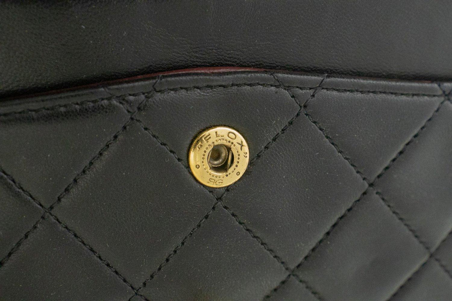 CHANEL Sac à bandoulière classique à double rabat avec chaîne de 9 pouces en cuir d'agneau noir 11