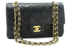 CHANEL Classic Double Flap 9" Chain Shoulder Bag Lambskin Black