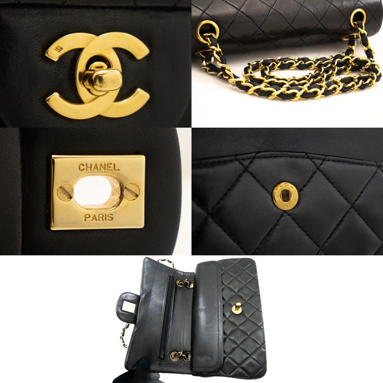 CHANEL Classic Double Flap 9 Chain Shoulder Bag Lambskin Black For Sale at  1stDibs