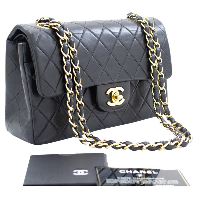 CHANEL Classic Double Flap 9" Chain Shoulder Bag Lambskin Black at 1stDibs