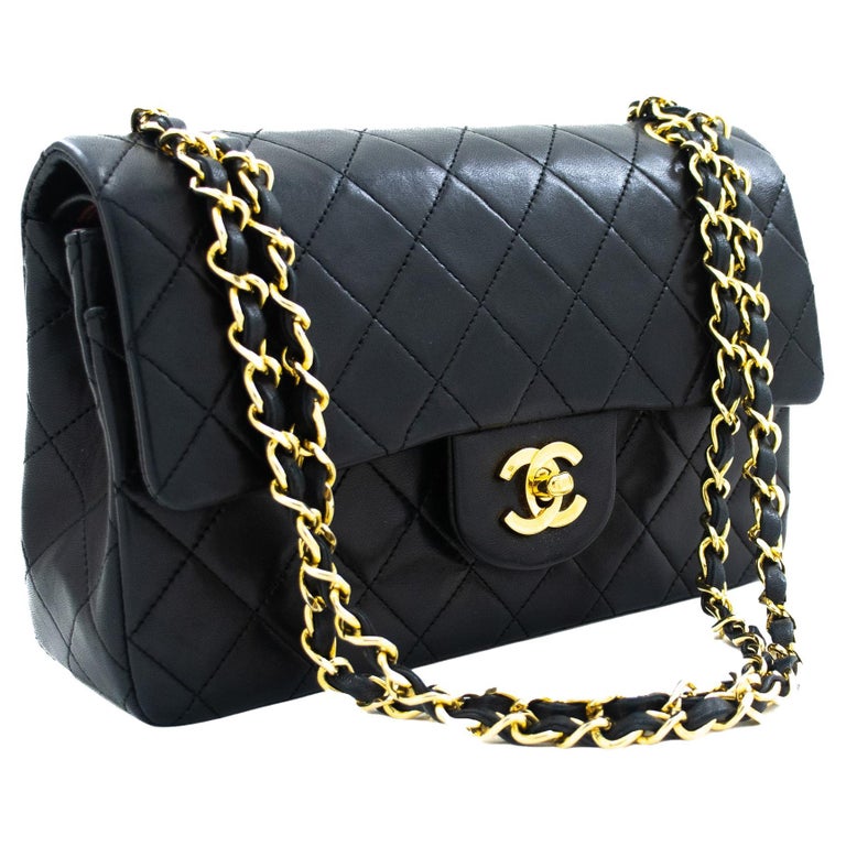 CHANEL Classic Double Flap 9 Chain Shoulder Bag Lambskin Black at 1stDibs