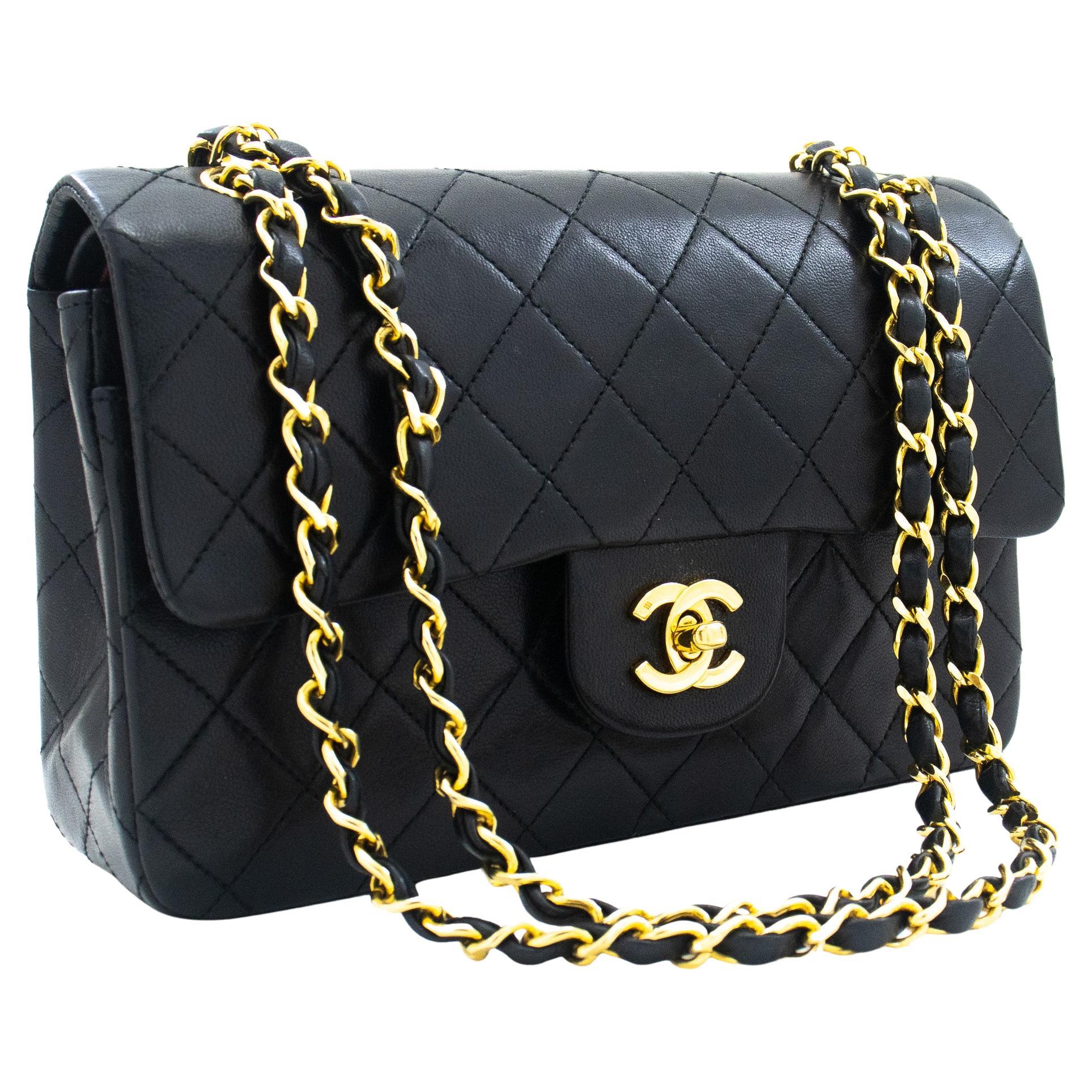 Chanel Classic Double Flap 9 Chain Shoulder Bag Lambskin Black