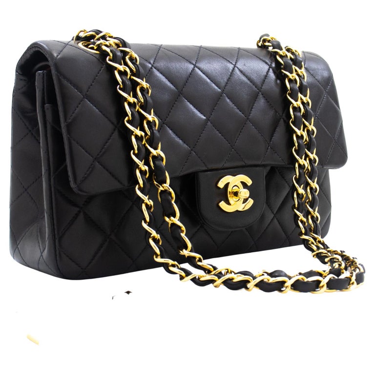 CHANEL Classic Double Flap 9 Chain Shoulder Bag Lambskin Black at