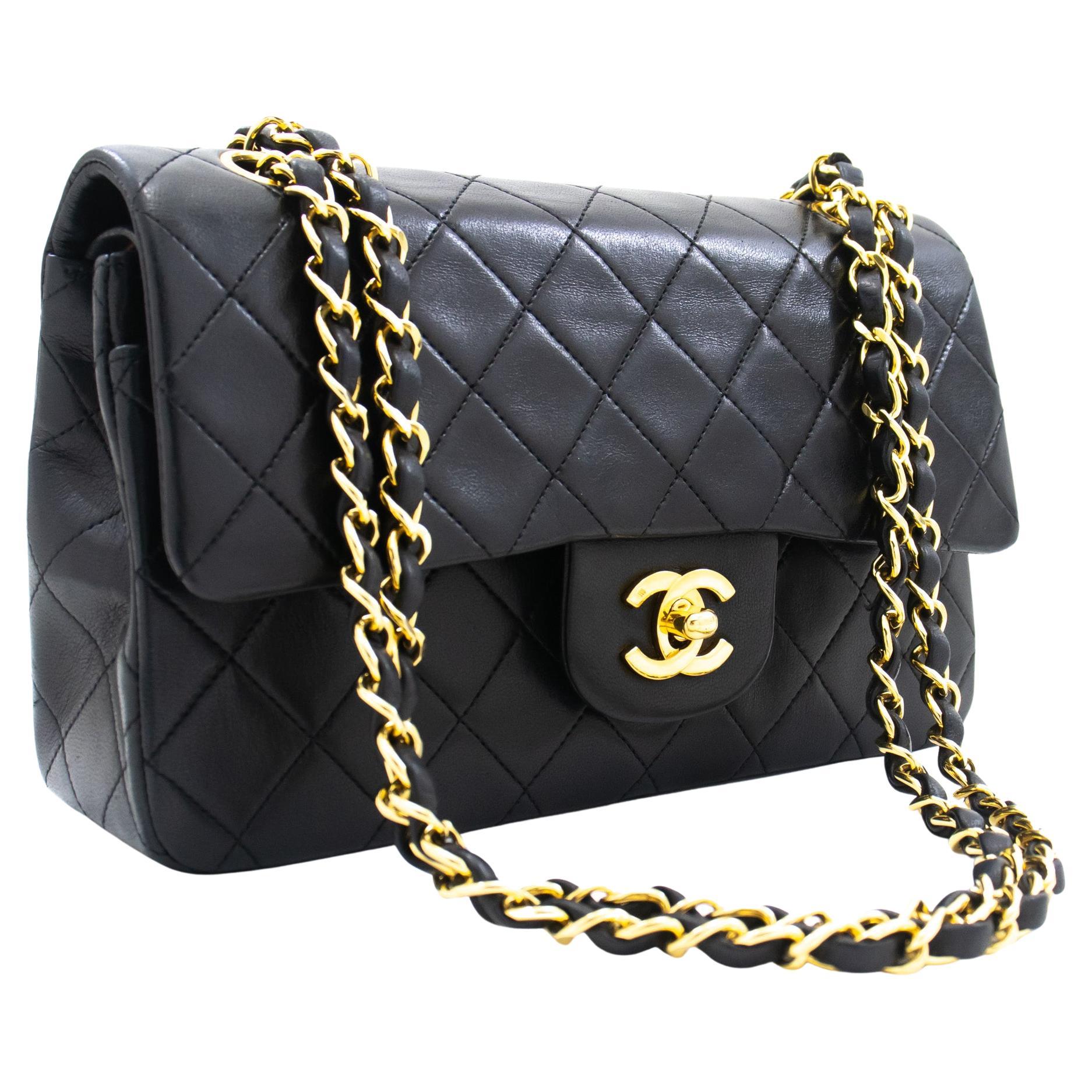 CHANEL Classic Double Flap 9 Chain Shoulder Bag Lambskin Black at 1stDibs