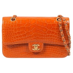 Chanel Black Alligator Jumbo Double Flap GHW, Luxury, Bags