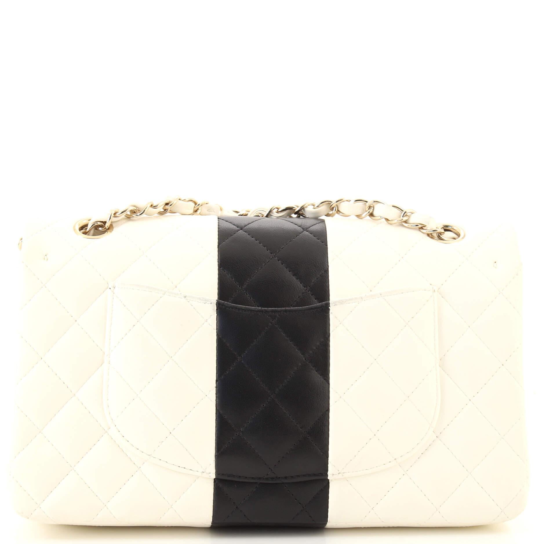 Chanel Classic Double Flap Bag Bicolor Quilted Lambskin Medium In Good Condition In NY, NY
