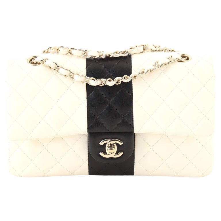 Chanel Classic Double Flap Bag Bicolor Quilted Lambskin Medium at 1stDibs