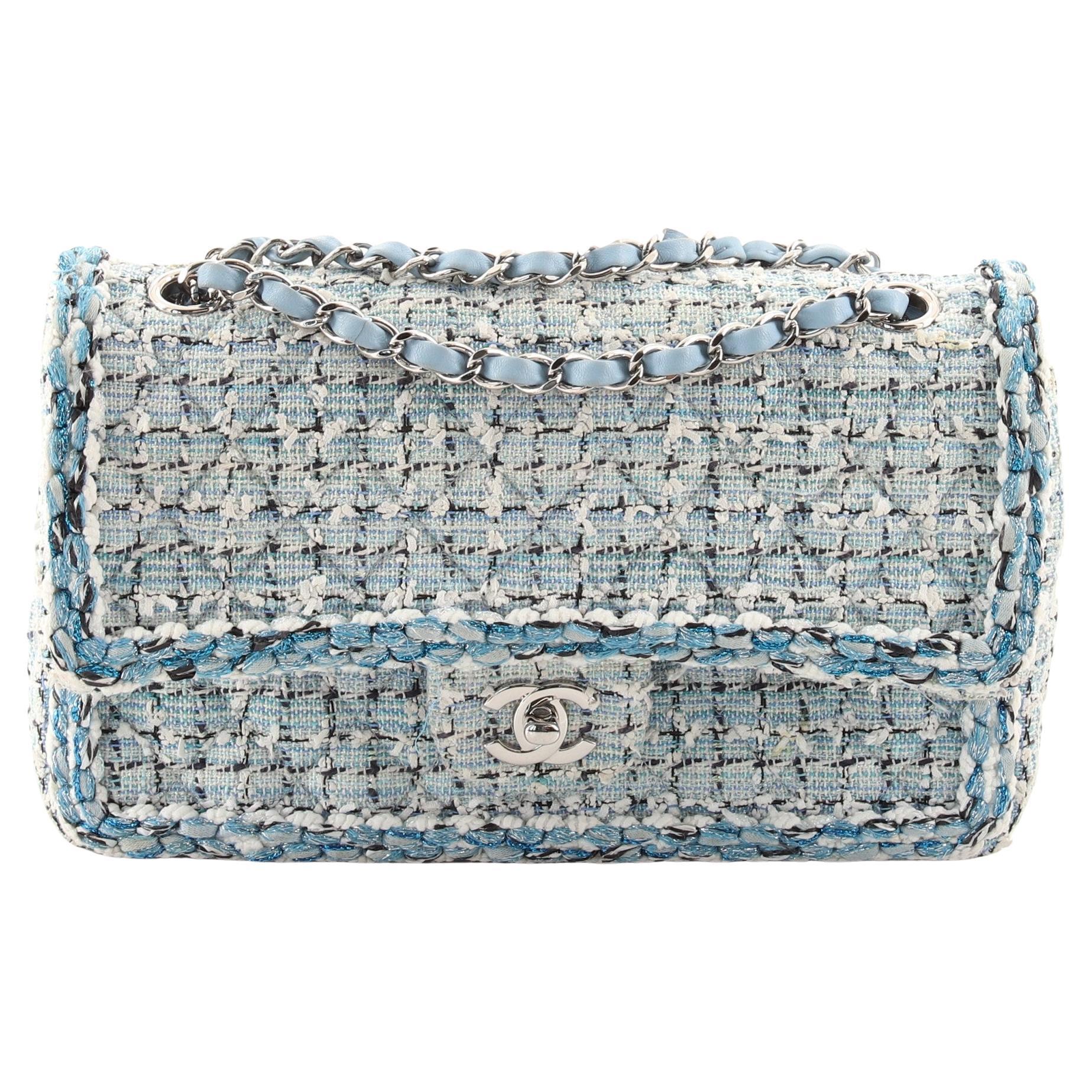 Chanel Classic Double Flap Bag Braided Quilted Tweed Medium at 1stDibs