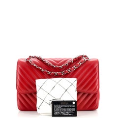 Chanel Classic Double Flap Bag Chevron Caviar Jumbo