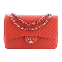 Chanel Classic Double Flap Bag Chevron Caviar Jumbo