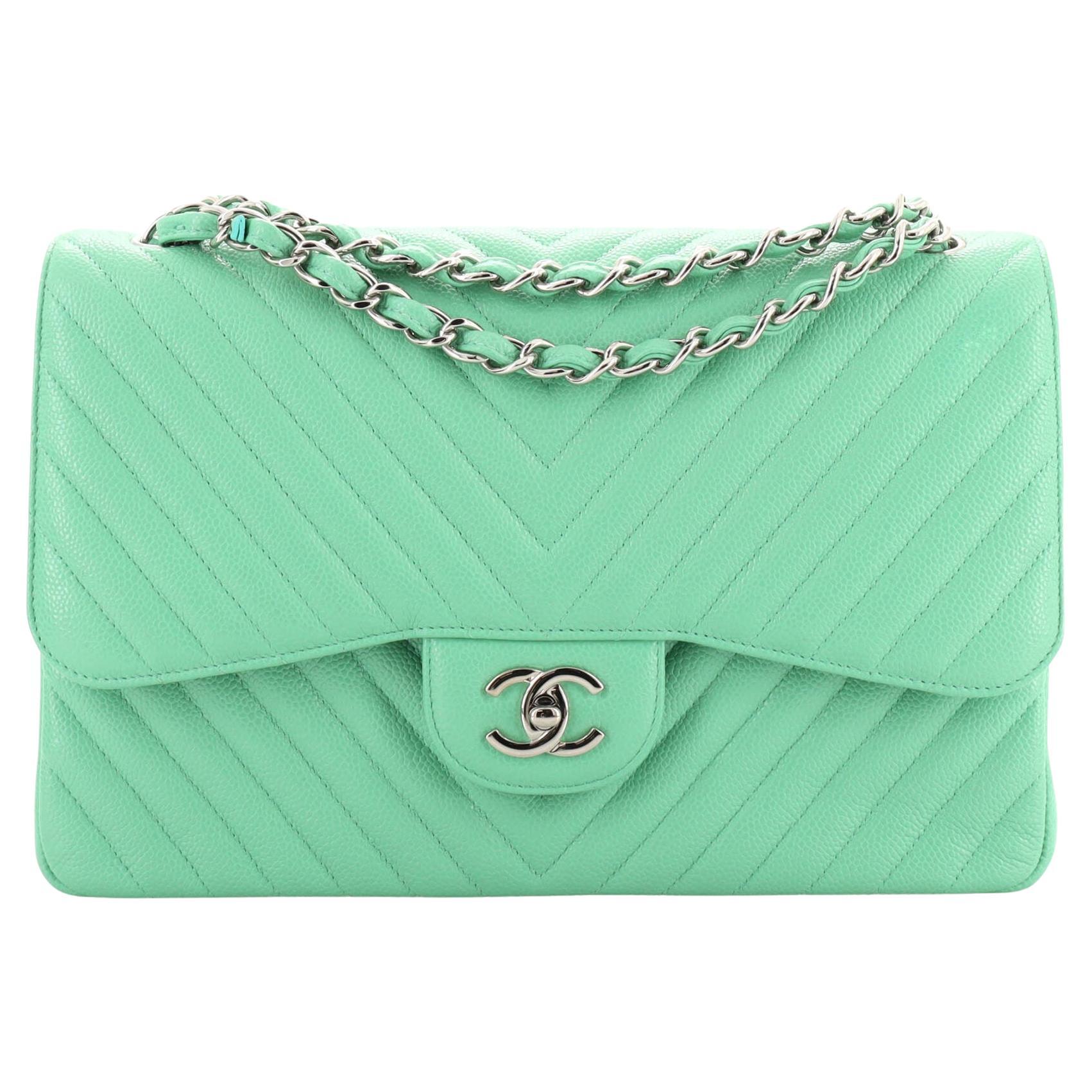 Chanel Classic Double Flap Bag Chevron Caviar Jumbo