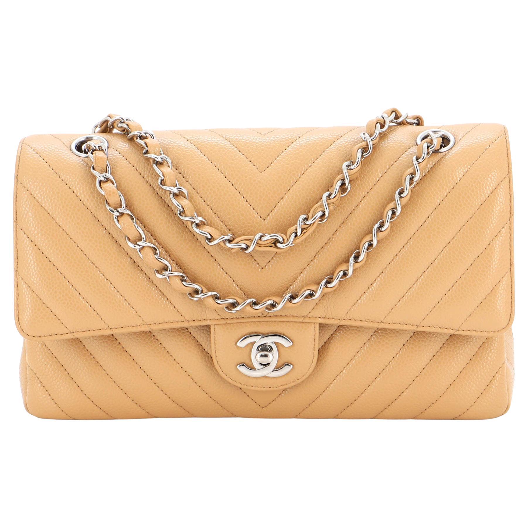 Chanel Yellow Chevron Quilted Leather Medium Double Flap Bag at 1stDibs