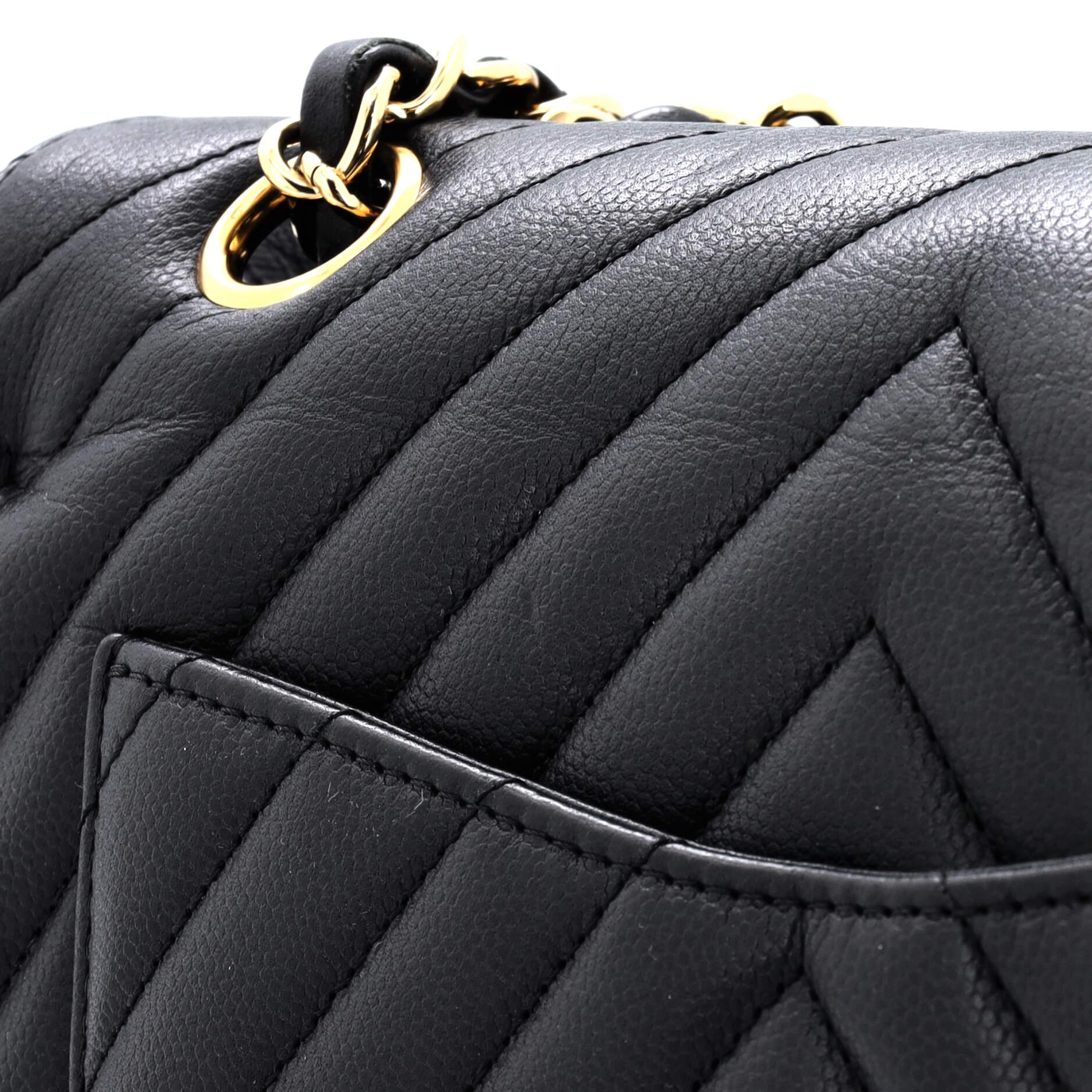 Chanel Classic Double Flap Bag Chevron Caviar Small For Sale 5
