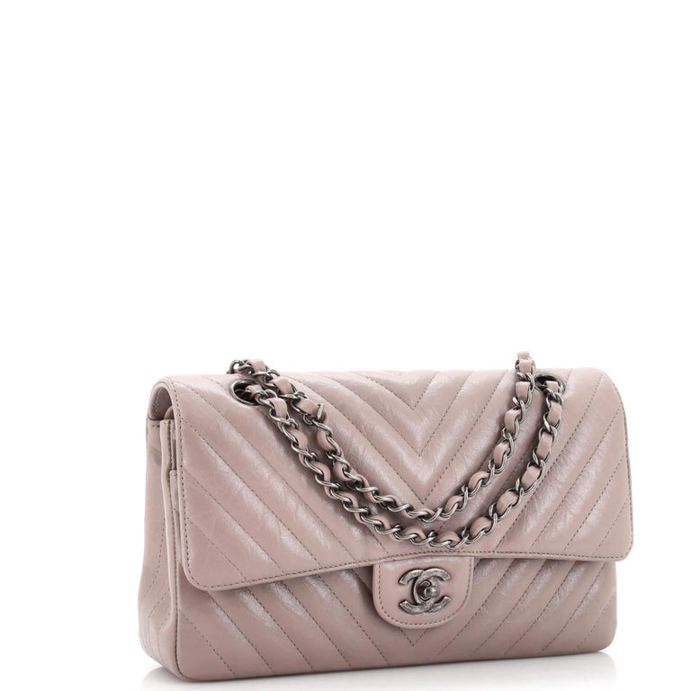 Chanel Classic Double Flap Bag Chevron Iridescent Crumpled