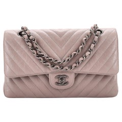 Chanel Classic Double Flap Bag Chevron Iridescent Crumpled Calfskin Medium