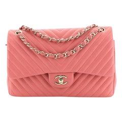 Chanel Classic Double Flap Bag Chevron Lambskin Jumbo