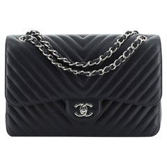 Chanel Classic Double Flap Bag Chevron Lambskin Jumbo