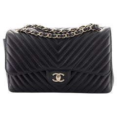 Chanel Classic Double Flap Bag Chevron Lambskin Jumbo