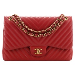 Chanel Classic Double Flap Bag Chevron Lambskin Jumbo