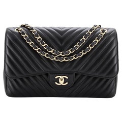 Chanel Classic Double Flap Bag Chevron Lambskin Jumbo