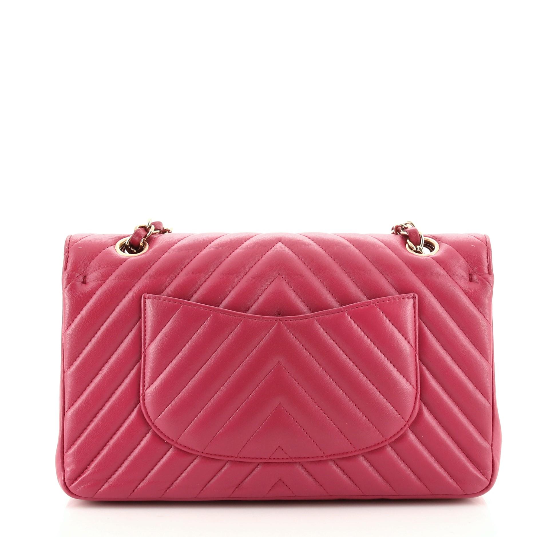 Chanel Classic Double Flap Bag Chevron Lambskin Medium In Fair Condition In NY, NY